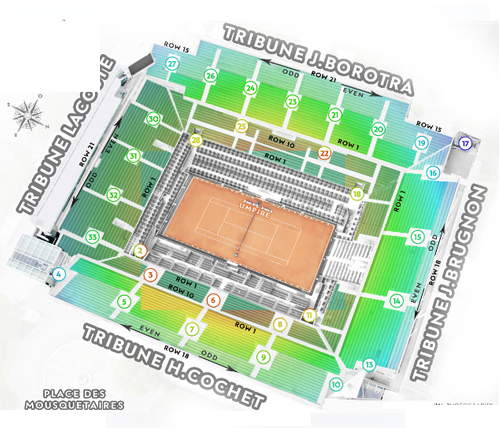 Court Philippe-Chatrier seating plan